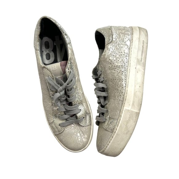 P448 Thea Platform Sneakers in Silver - Picture 1 of 9